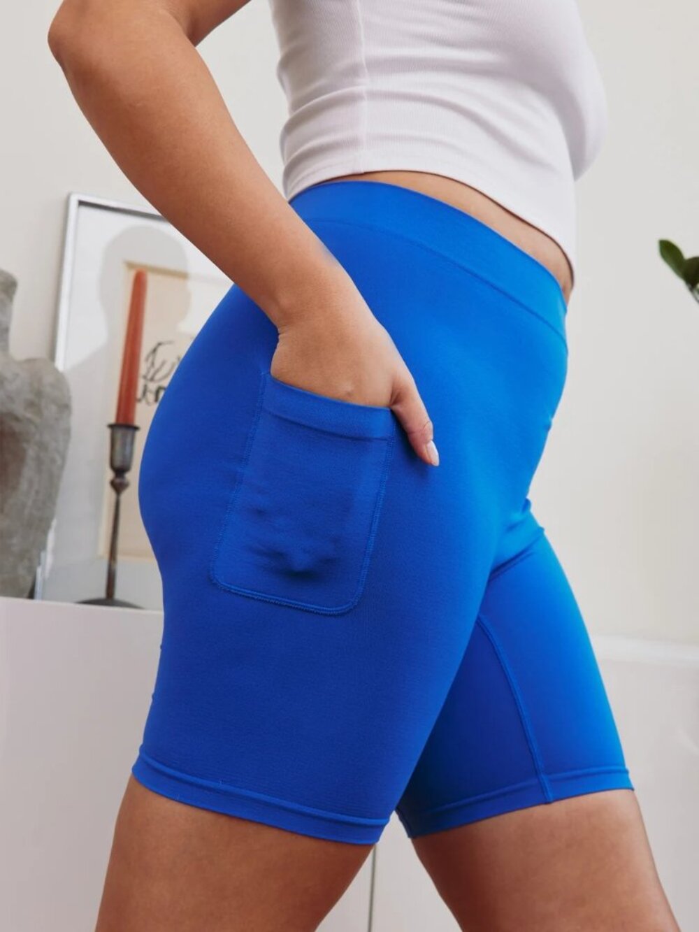 NEW Thigh Society The Cargo Biker Short UPF 50+ Anti-Chafe Lapis 7" Size XL/2XL